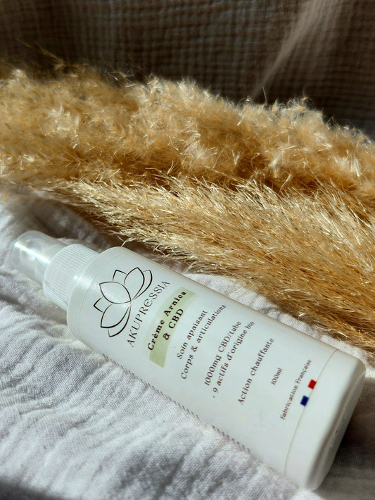 Crème Arnica & CBD – Effet Chauffant Apaisant – Akupressia